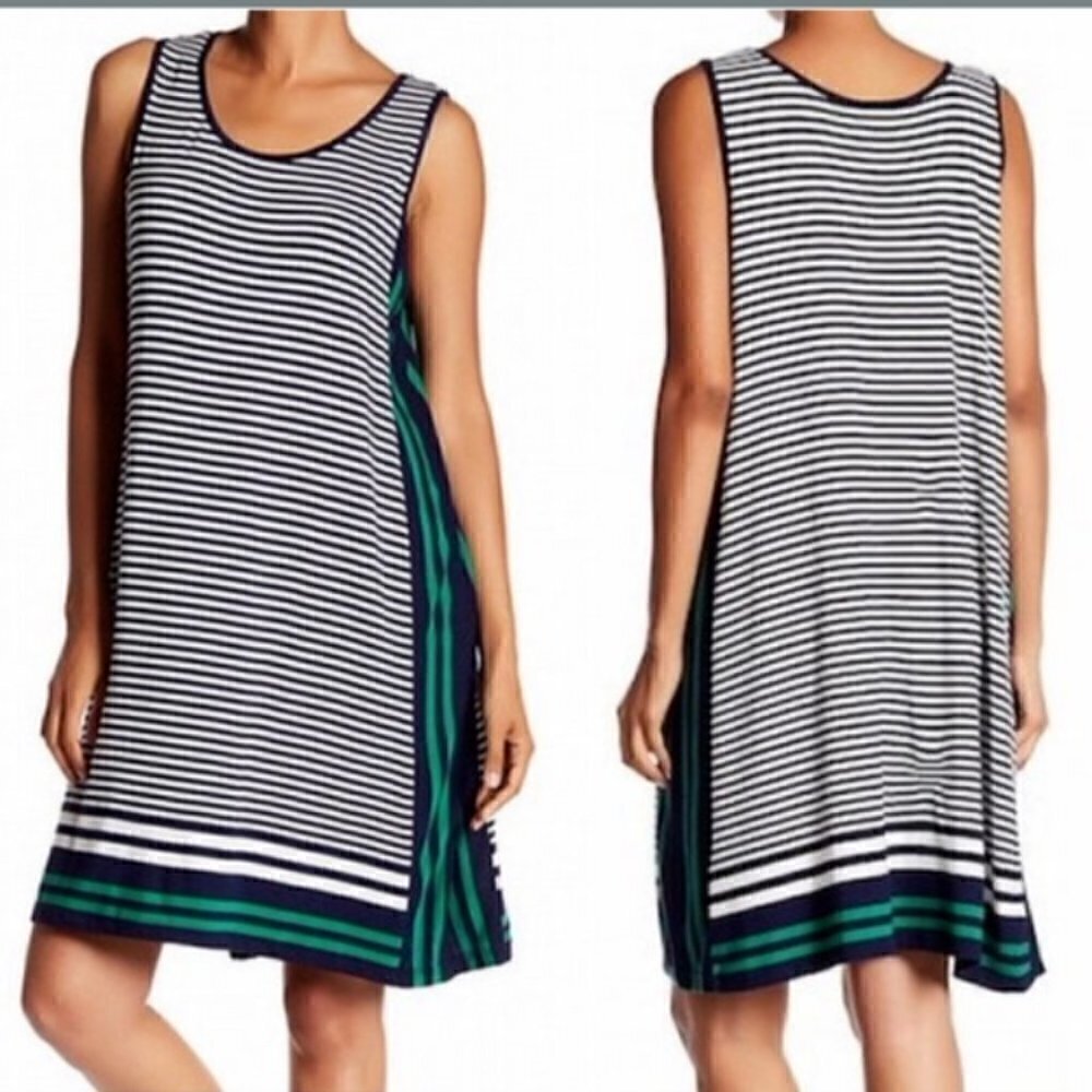Max Studio Stripe Tank Trapeze Dress, Small